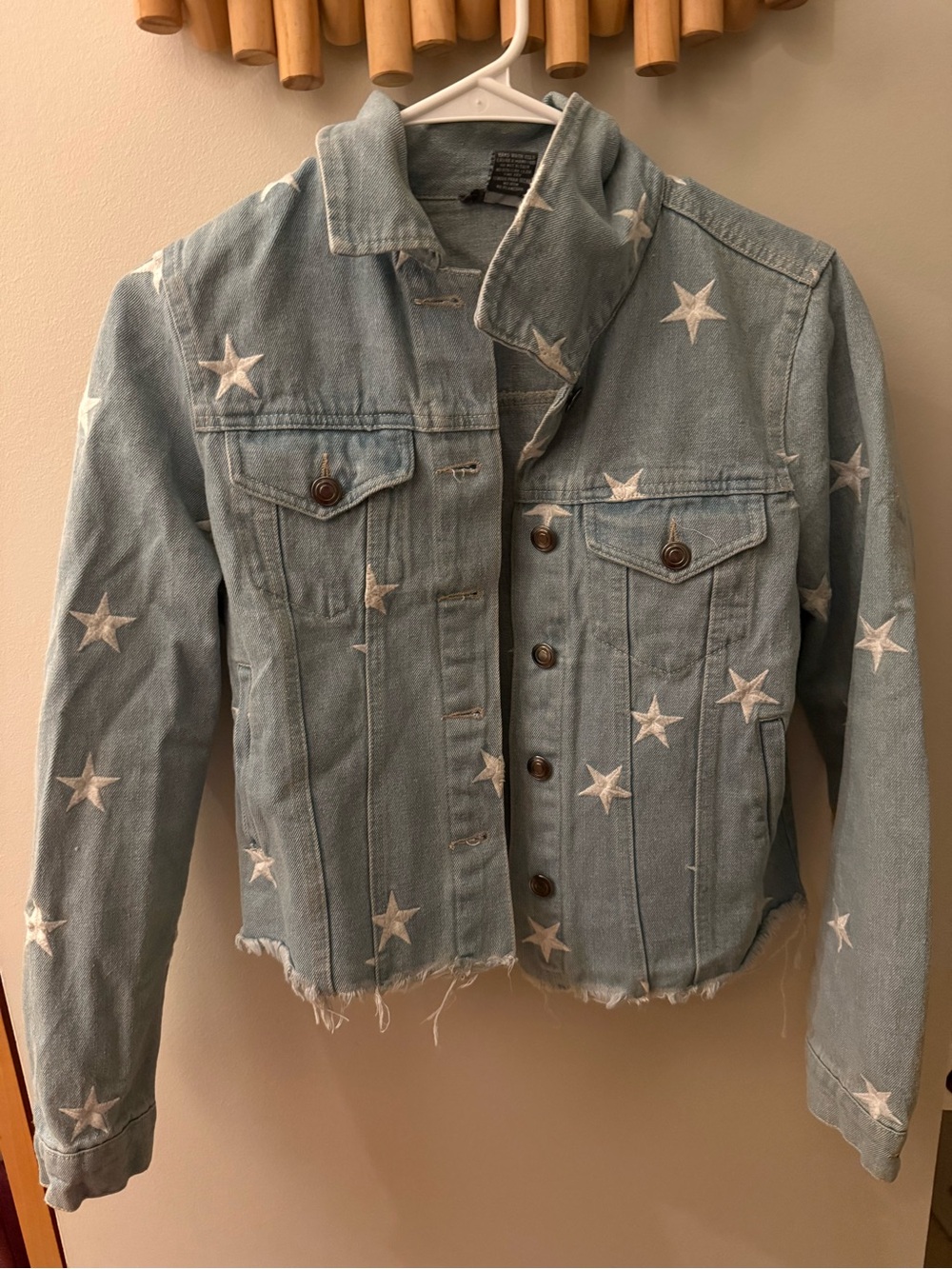 Sans Souci Light Blue Denim Jacket with White Stars Small